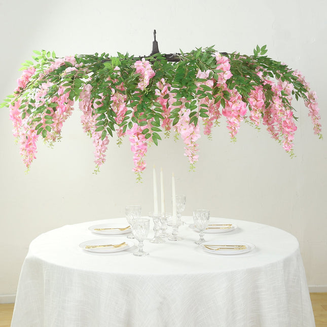 AliKopy 55" Silk Wisteria Vine Canopy - Pink & Dusty Rose, Interchange