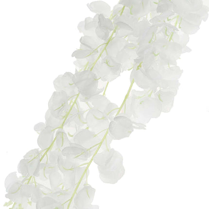 AliKopy 42" Silk Wisteria Flower Garland - 5 Full Strands, White