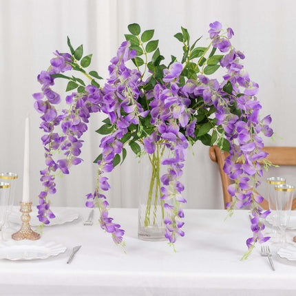 AliKopy 5 Pack 44" Purple Silk Wisteria Flower Garlands - Realistic De