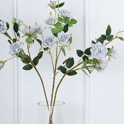 AliKopy 38" Tall Silver Artificial Silk Rose Bouquet - Elegant Decor