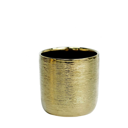 AliKopy 2-Pack Metallic Gold Ceramic Plant Pots - Textured Design, 5