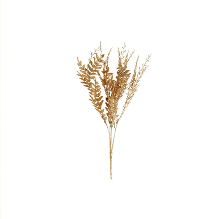 AliKopy 2-Pack Metallic Gold Artificial Fern Branches - 21" Decorative