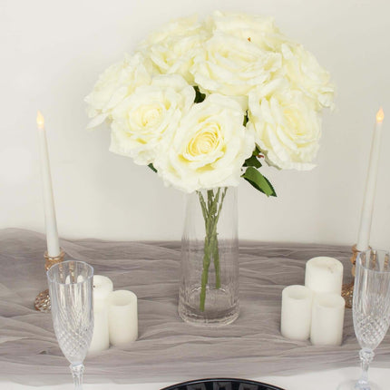 AliKopy 17" Ivory Silk Jumbo Rose Bouquet - Premium Quality, Wedding D