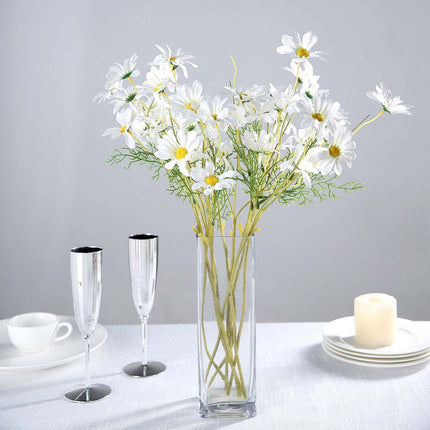 AliKopy 6 White Artificial Silk Daisy Flower Stems - Realistic & Durab