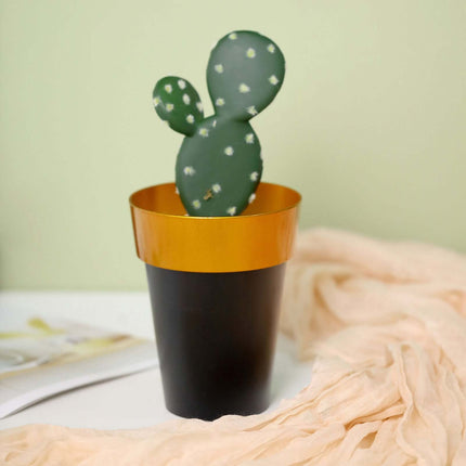 AliKopy 2-Pack Medium Black Flower Pots with Gold Rim - 6" Indoor Plan