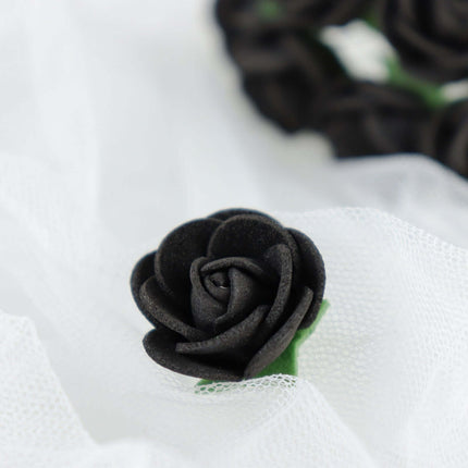 AliKopy 48 Black Real Touch Foam Roses - DIY Craft Flowers with Stem