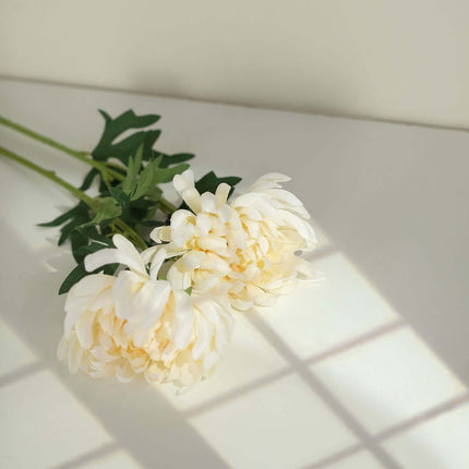 AliKopy 27" Ivory Artificial Silk Chrysanthemum Bouquet - Large Faux F