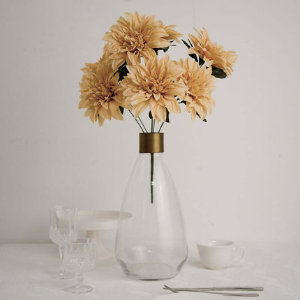 AliKopy 20" Champagne Silk Dahlia Flower Spray - Set of 2, Realistic L