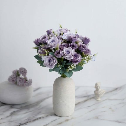 AliKopy 12" Lavender Lilac Real Touch Silk Rose Bouquet, Faux Bridal F