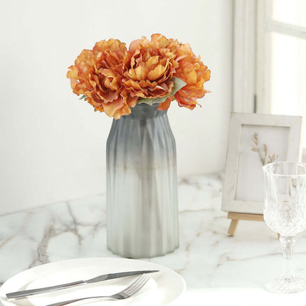 AliKopy 11" Orange Real Touch Silk Peonies Bouquet - Lifelike & Vibran