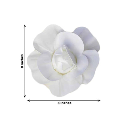 AliKopy 6 Pack 8" Real Touch White Foam Roses - DIY Craft Flowers