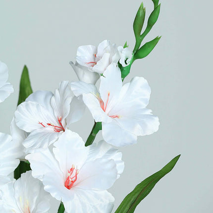 AliKopy 36" Tall White Artificial Silk Gladiolus - Realistic & Durable