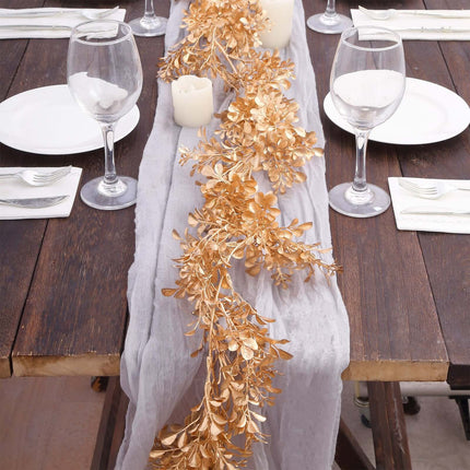 AliKopy 6ft Metallic Gold Artificial Boxwood Leaf Garland - Versatile