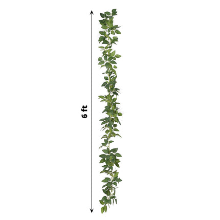 AliKopy 6ft Real Touch Green Silk Rose Leaf Garland - Flexible & Lifel