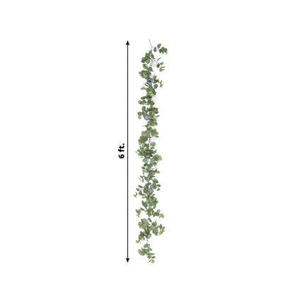 Très Elite 6ft Eucalyptus Garland with Lavender Silk Roses - Faux Gree
