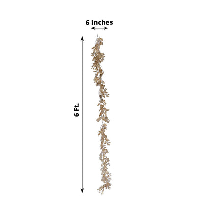 AliKopy 6ft Artificial Magnolia Leaf Garland - Metallic Gold, Decorati