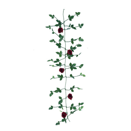 AliKopy 6ft Burgundy Real Touch Artificial Rose Garland with Leaves