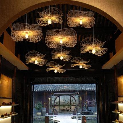 Bamboo Glow: Elegant LED Pendant Light with Nordic Flair