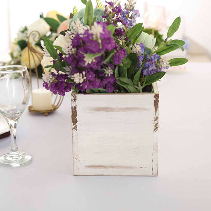 AliKopy Whitewash Wood Planter Box 18"x6" - Durable, Removable Liner