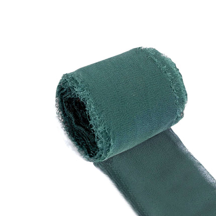AliKopy 2-Pack 6 Yards Hunter Emerald Green Silk-Like Chiffon Ribbon,