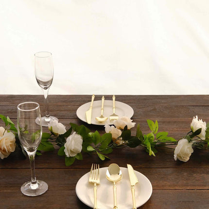 AliKopy 2 Pack 7ft Ivory Silk Flower Garland - Mini Rose Vines, 26 Hea