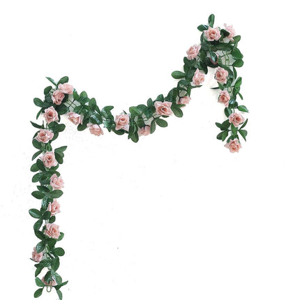 AliKopy 6ft UV Protected Dusty Rose Silk Rose Garland - Durable & Eleg