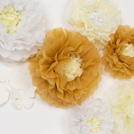AliKopy 21-Piece Tissue Paper Flower Pom Pom Decor Kit - White & Ivory