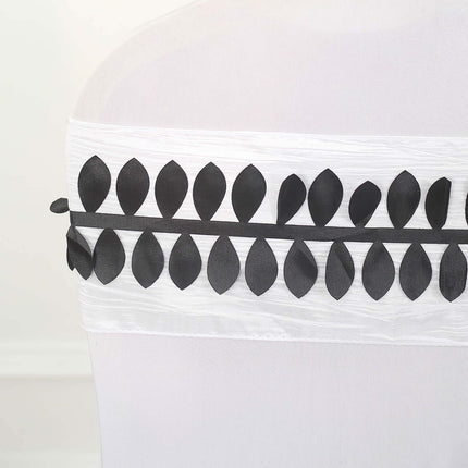 AliKopy 50ft Taffeta Ribbon Sash - Black with 4" Leaf Petal Design