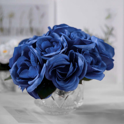 AliKopy 12" Royal Blue Velvet-Like Artificial Rose Bouquet, Lifelike D