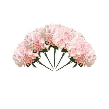 AliKopy Blush Pink Artificial Silk Hydrangea Flower Bouquets - Set of