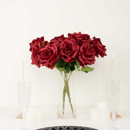 AliKopy 17" Burgundy Jumbo Silk Rose Bouquet - Premium Quality Floral