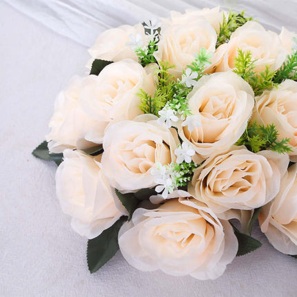 AliKopy 2 Pack 10" Cream Silk Rose Flower Balls - Artificial Centerpie