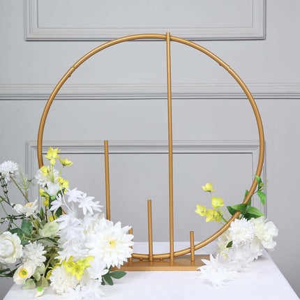 AliKopy 24" Gold Floral Hoop Centerpiece - Self-Standing Balloon Arch