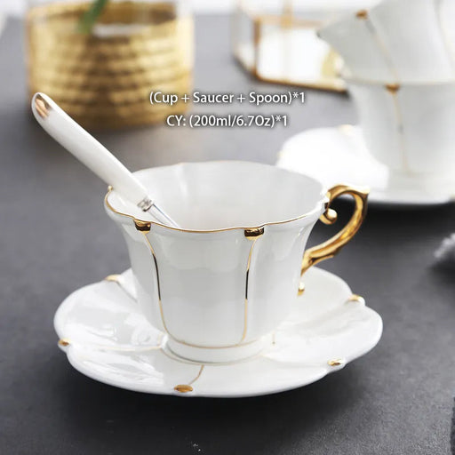 Sophisticated Gold Pearl Bone China Coffee Ensemble