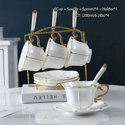 Exquisite Gold Pearl Bone China Coffee Set for Luxurious Entertaining