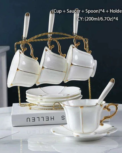 Exquisite Gold Pearl Bone China Coffee Set for Luxurious Entertaining