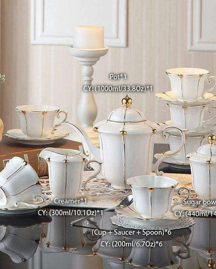 Exquisite Gold Pearl Bone China Coffee Set for Luxurious Entertaining