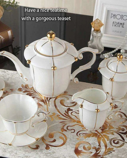 Exquisite Gold Pearl Bone China Coffee Set for Luxurious Entertaining