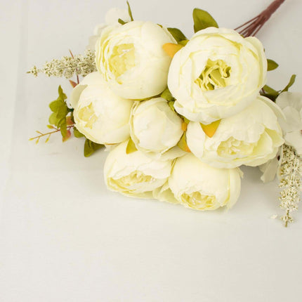 AliKopy 2 Pack 19" Ivory Artificial Peony Bouquets - Silk Arrangements