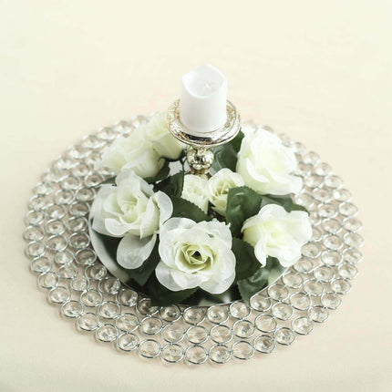 AliKopy 4 Pack 3" Ivory Silk Rose Candle Rings - Elegant Floral Decor