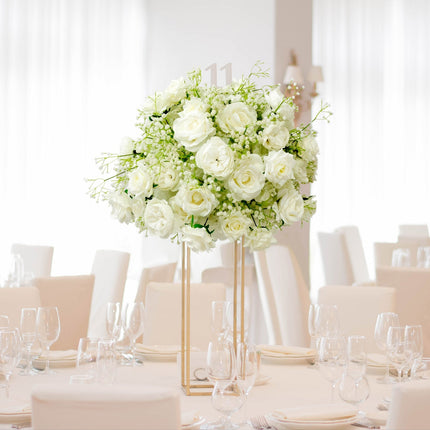 AliKopy 22-Inch White Silk Rose Centerpiece - Pre-Made, Elegant Décor
