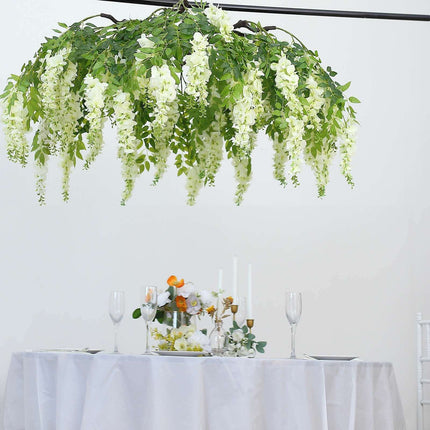 AliKopy 55" Cream Silk Wisteria Vine Chandelier - Interchangeable Bran