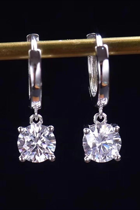 Radiant 1 Carat Moissanite Sterling Silver Earrings with Platinum Finish