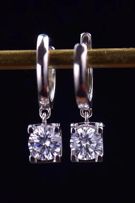 Radiant 1 Carat Moissanite Earrings in Sterling Silver with Platinum Luxe Finish