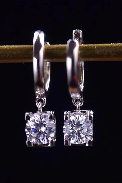 Radiant 1 Carat Moissanite Sterling Silver Earrings with Platinum Finish
