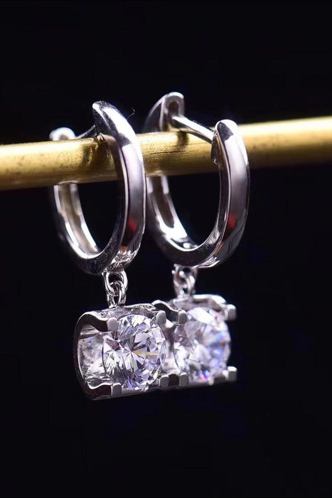 Radiant 1 Carat Moissanite Earrings in Sterling Silver with Platinum Luxe Finish