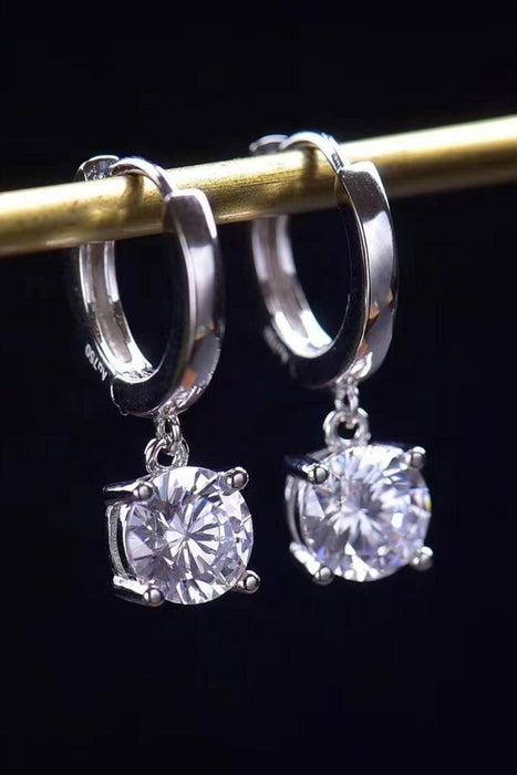 Radiant 1 Carat Moissanite Earrings in Sterling Silver with Platinum Luxe Finish