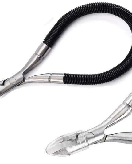Precision Stainless Steel Cuticle Nippers with Spiral Spring Handle - Ultimate Nail Care Tool for Professionals
