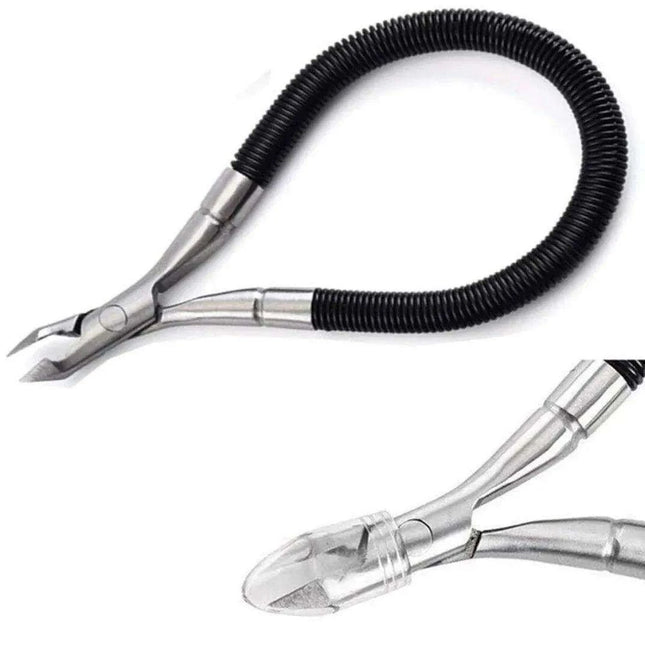 Precision Stainless Steel Cuticle Nippers with Spiral Spring Handle - Ultimate Nail Care Tool for Professionals