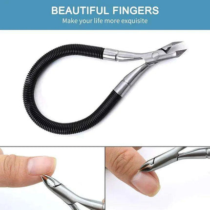 Precision Stainless Steel Cuticle Nippers with Spiral Spring Handle - Ultimate Nail Care Tool for Professionals
